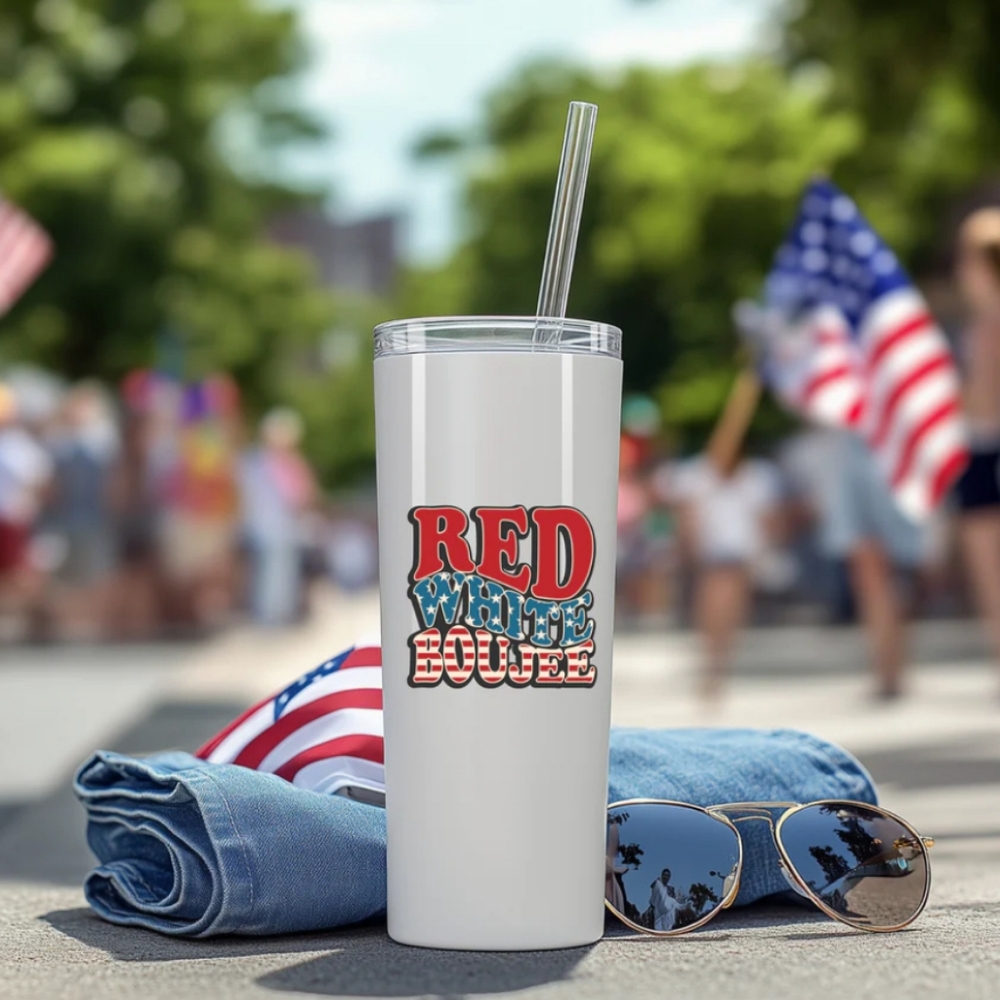 Red, white & Boujee 20oz Skinny Tumbler
